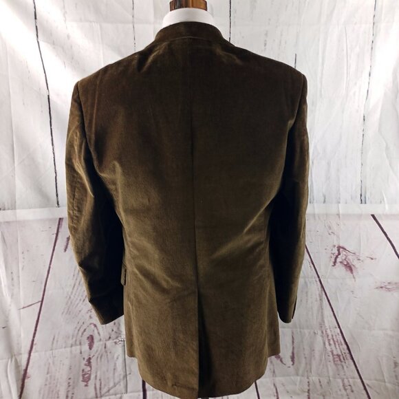 Evan Picone 42L Cotton Blend 2 Button Brown Pinstripe Corduroy Blazer Sport Coat - Picture 6 of 10